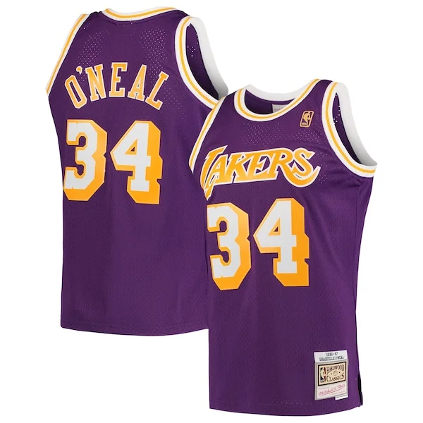 Ottimo Prestigioso Fascinante Shaquille O'Neal Los Angeles Lakers Hardwood Classics Swingman Jersey Purple/Royal/Gold