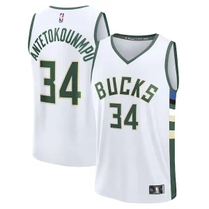 Cool Giannis Antetokounmpo Milwaukee Bucks Fast Break Replica Player Jersey Association Edition White