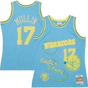 Ottimo Sofisticato Chris Mullin Golden State Warriors 1993/94 Swingman Sidewalk Sketch Jersey Light Blue