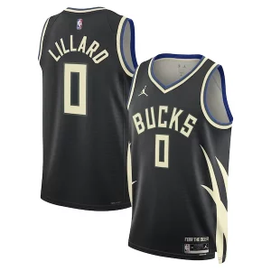 Pratico Delizioso Damian Lillard Milwaukee Bucks Jordan Brand Unisex Swingman Player Jersey Statement Edition Black