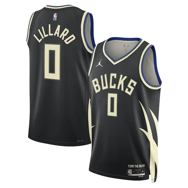 Pratico Delizioso Damian Lillard Milwaukee Bucks Jordan Brand Unisex Swingman Player Jersey Statement Edition Black