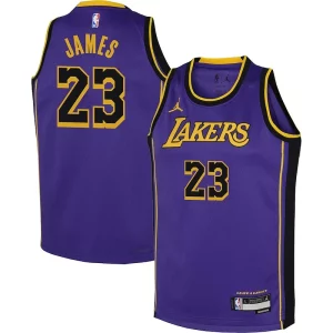 Carino Fantastico LeBron James Los Angeles Lakers Jordan Brand Youth Performance Swingman Jersey Statement Purple