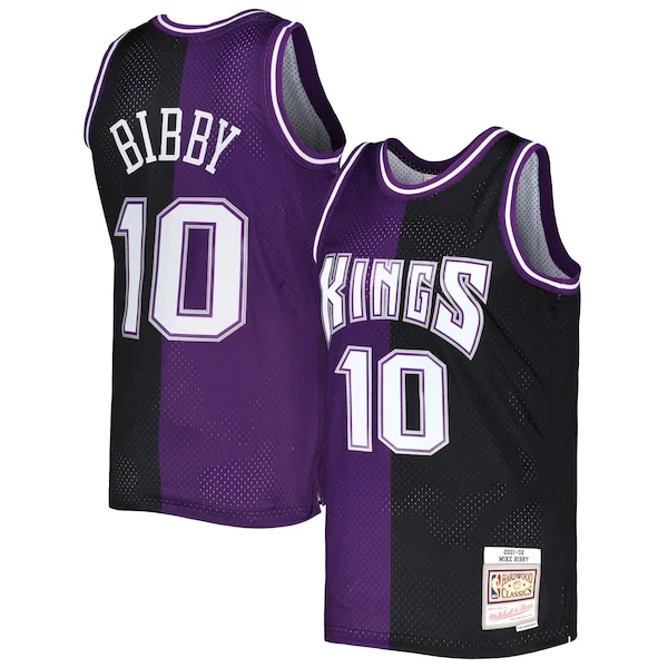 Pratico Meraviglioso Mike Bibby Sacramento Kings Hardwood Classics 2001/02 Split Swingman Jersey Purple/Black