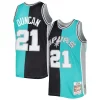 Pratico Sofisticato Tim Duncan San Antonio Spurs Hardwood Classics 1998/99 Split Swingman Jersey Black/Teal