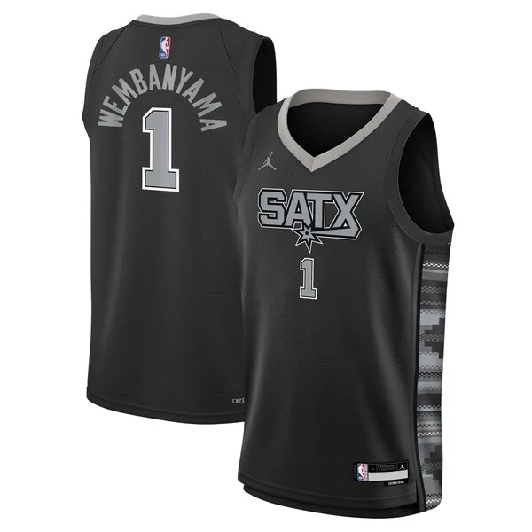 Pratico Sofisticato Victor Wembanyama San Antonio Spurs Jordan Brand Youth Swingman Jersey Statement Edition Black
