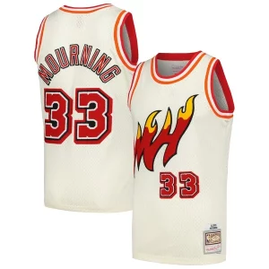 Prestigioso Alonzo Mourning Miami Heat Chainstitch Swingman Jersey Cream