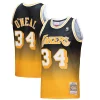 Prestigioso Delizioso Shaquille O'Neal Los Angeles Lakers 1996/97 Hardwood Classics Fadeaway Swingman Player Jersey Gold/Black
