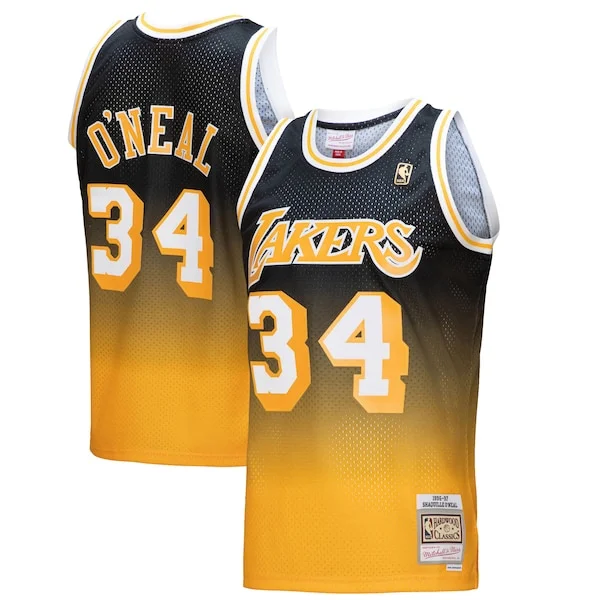 Prestigioso Delizioso Shaquille O'Neal Los Angeles Lakers 1996/97 Hardwood Classics Fadeaway Swingman Player Jersey Gold/Black