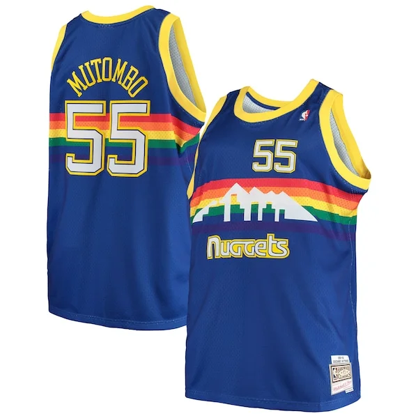 Prestigioso Dikembe Mutombo Denver Nuggets 1991/92 Big & Tall Hardwood Classics Swingman Jersey Royal