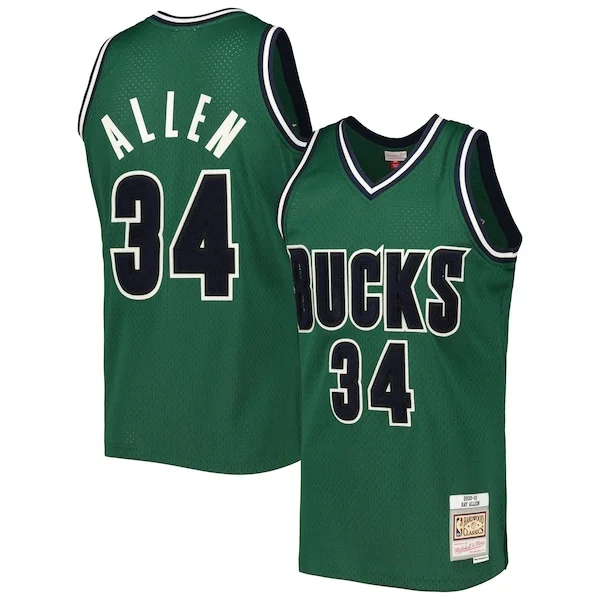 Prestigioso Ray Allen Milwaukee Bucks 2000/01 Hardwood Classics Off Court Swingman Jersey Hunter Green