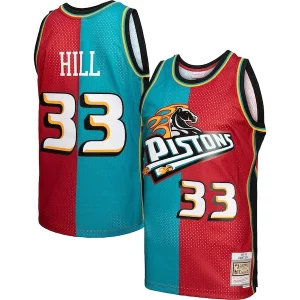 Prestigioso Sofisticato Accattivante Grant Hill Detroit Pistons Hardwood Classics 1999/00 Split Swingman Jersey Teal/Red