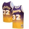 Prestigioso Sofisticato Magic Johnson Los Angeles Lakers 1984/85 Hardwood Classics Fadeaway Swingman Player Jersey Gold/Purple