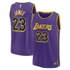 Prestigioso Trendy LeBron James Los Angeles Lakers Youth Fast Break Replica Player Jersey Statement Edition Purple