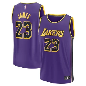 Prestigioso Trendy LeBron James Los Angeles Lakers Youth Fast Break Replica Player Jersey Statement Edition Purple