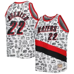 Raffinato Clyde Drexler Portland Trail Blazers 1991/92 Hardwood Classics Doodle Swingman Player Jersey White