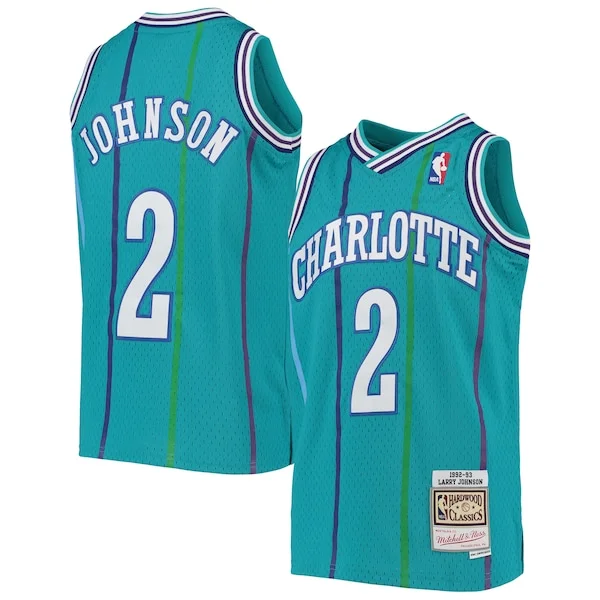 Raffinato Incantevole Elegante Larry Johnson Charlotte Hornets Youth 1992/93 Hardwood Classics Swingman Jersey Teal