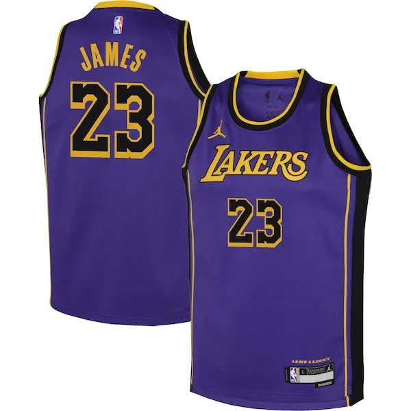 Raffinato LeBron James Los Angeles Lakers Jordan Brand Youth Performance Swingman Jersey Statement Purple
