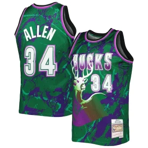 Raffinato Moderno Accattivante Ray Allen Milwaukee Bucks 1996/97 Hardwood Classics Marble Swingman Jersey Green