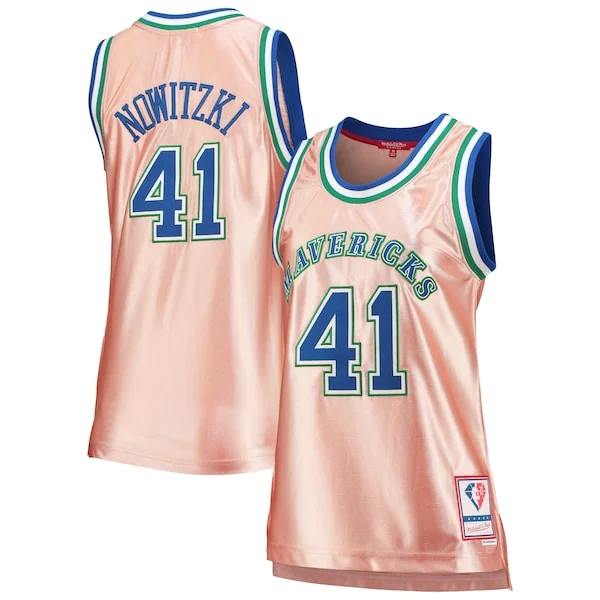 Raffinato Pratico Delizioso Dirk Nowitzki Dallas Mavericks Women's 75th Anniversary Rose Gold 1998 Swingman Jersey Pink
