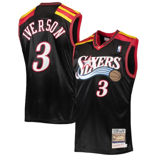 Raffinato Prestigioso Allen Iverson Philadelphia 76ers 2006 Hardwood Classics Authentic Jersey Black/Red/White