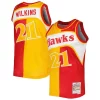 Raffinato Resistente Gorgeous Dominique Wilkins Atlanta Hawks Hardwood Classics 1986/87 Split Swingman Jersey Yellow/Red