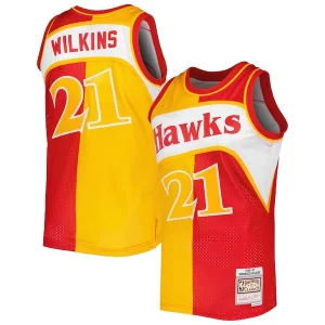 Raffinato Resistente Gorgeous Dominique Wilkins Atlanta Hawks Hardwood Classics 1986/87 Split Swingman Jersey Yellow/Red
