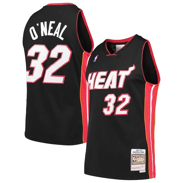 Resistente Classico Duraturo Shaquille O'Neal Miami Heat Hardwood Classics Swingman Jersey Black