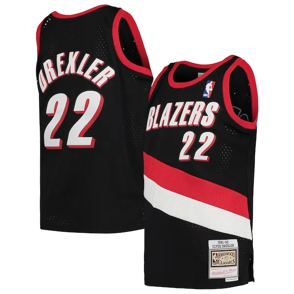 Resistente Clyde Drexler Portland Trail Blazers Youth 1991/92 Hardwood Classics Swingman Jersey Black