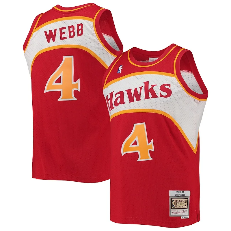 Resistente Cool Accattivante Spud Webb Atlanta Hawks Hardwood Classics Swingman Jersey Red