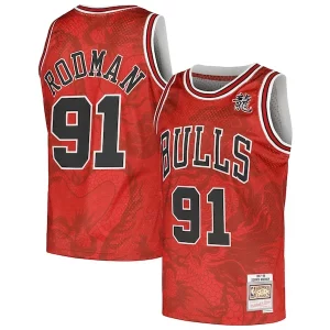 Resistente Cool Comodo Dennis Rodman Chicago Bulls 1997/98 Hardwood Classics Asian Heritage 6.0 Swingman Throwback Player Jersey Red