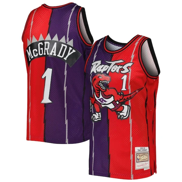 Resistente Cool Tracy McGrady Toronto Raptors Hardwood Classics 1998/99 Split Swingman Jersey Purple/Red