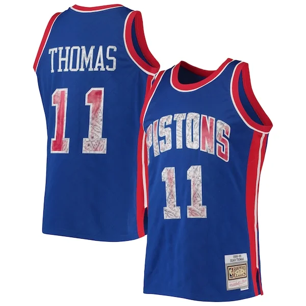 Resistente Ottimo Isiah Thomas Detroit Pistons 1988/89 Hardwood Classics NBA 75th Anniversary Diamond Swingman Jersey Blue