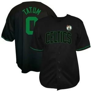 Resistente Ottimo Jayson Tatum Boston Celtics Profile Big & Tall Name & Number Button Up Jersey Black
