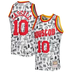 Resistente Sam Cassell Houston Rockets 1993/94 Hardwood Classics Doodle Swingman Jersey White