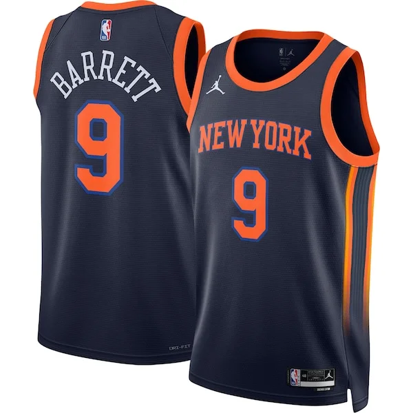 Robusto Bellissimo Carino RJ Barrett New York Knicks Jordan Brand Unisex Swingman Jersey Statement Edition Navy