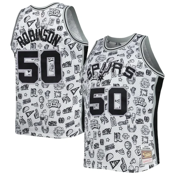 Robusto Sofisticato Attraente David Robinson San Antonio Spurs 1998/99 Hardwood Classics Doodle Swingman Player Jersey White