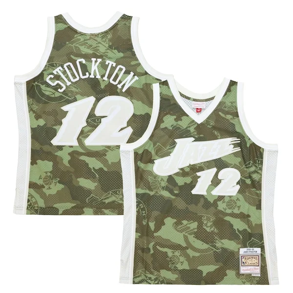 Sofisticato Duraturo Ottimo John Stockton Utah Jazz Hardwood Classics 1998/99 Ghost Green Swingman Jersey Camo