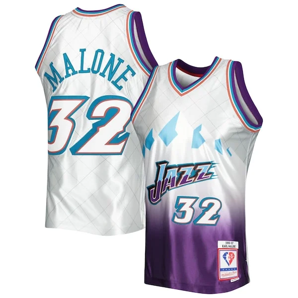 Sofisticato Karl Malone Utah Jazz 1996/97 Hardwood Classics 75th Anniversary Swingman Jersey Platinum