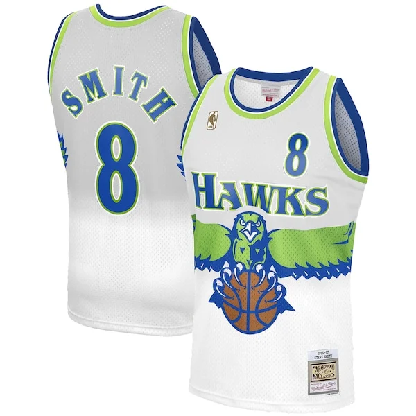 Sofisticato Steve Smith Atlanta Hawks 1996 97 Hardwood Classics Reload 3.0 Swingman Jersey White
