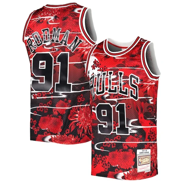 Splendido Elegante Dennis Rodman Chicago Bulls 1997/98 Hardwood Classics Lunar New Year Swingman Jersey Red