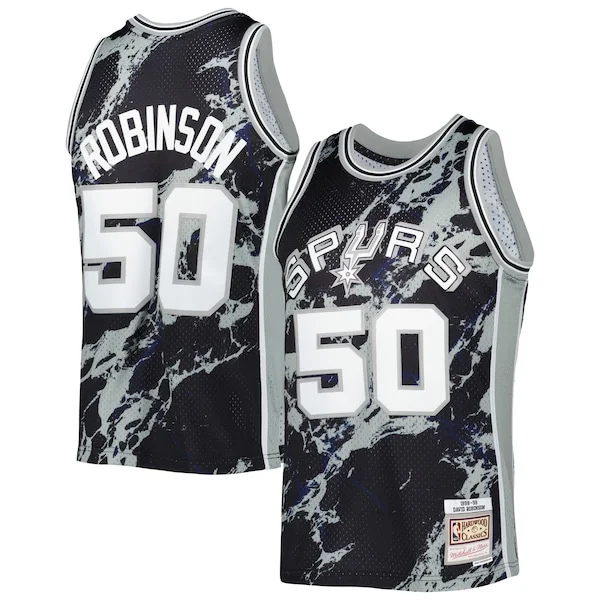 Splendido Incantevole David Robinson San Antonio Spurs 1998/99 Hardwood Classics Marble Swingman Jersey Black