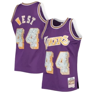 Splendido Jerry West Los Angeles Lakers 1971/72 Hardwood Classics NBA 75th Anniversary Diamond Swingman Jersey Purple