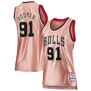 Splendido Sofisticato Dennis Rodman Chicago Bulls Women's 75th Anniversary Rose Gold 1997 Swingman Jersey Pink