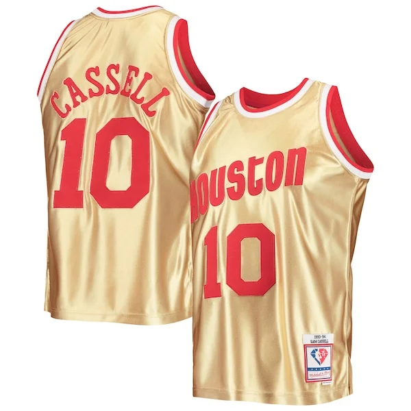 Splendido Sofisticato Sam Cassell Houston Rockets 75th Anniversary 1993/94 Hardwood Classics Swingman Jersey Gold