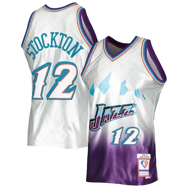 Stupendo John Stockton Utah Jazz 1996/97 Hardwood Classics 75th Anniversary Swingman Jersey Platinum