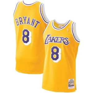 Stupendo Men's Los Angeles Lakers Kobe Bryant Gold 1996 97 Hardwood Classics Authentic Player Jersey