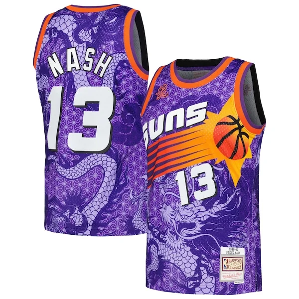 Trendy Steve Nash Phoenix Suns 1996/97 Hardwood Classics Asian Heritage 6.0 Swingman Throwback Player Jersey Purple