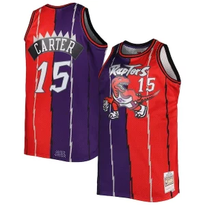 Trendy Vince Carter Toronto Raptors Big & Tall Hardwood Classics 1998/99 Split Swingman Jersey Purple/Red