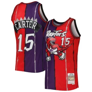 Trendy Vince Carter Toronto Raptors Hardwood Classics 1998/99 Split Swingman Jersey Purple/Red