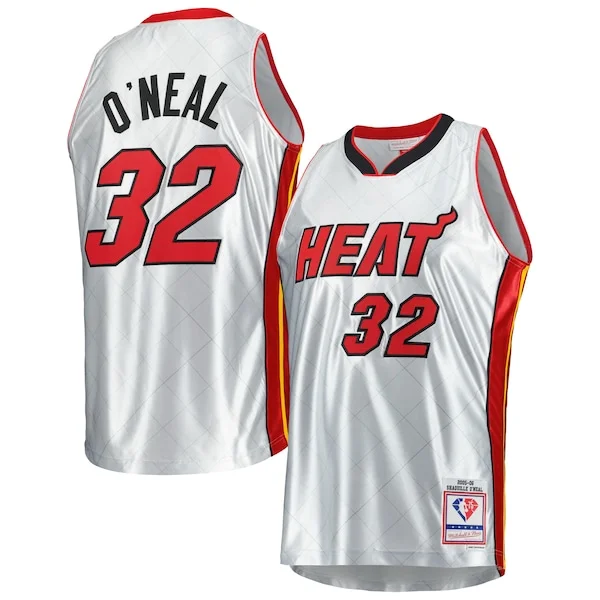 Versatile Attraente Shaquille O'Neal Miami Heat 2005/06 Hardwood Classics 75th Anniversary Swingman Jersey Platinum